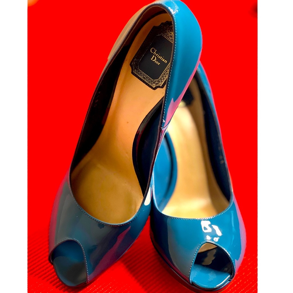 DIOR: MISS DIOR Escarpin Peep Toe Patent Leather Stilettos